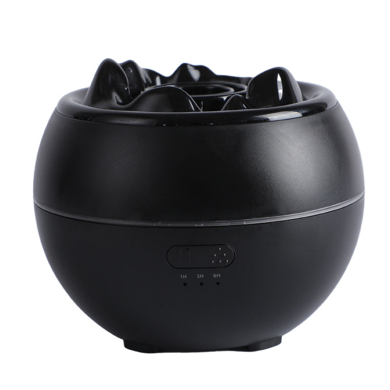 NNEDSZ Volcanic Flame Aroma Diffuser (Black Ordinary Style)- 360ml Ultrasonic Humidifier with 7-Color LED Light and Adjustable Mist for Home and Office