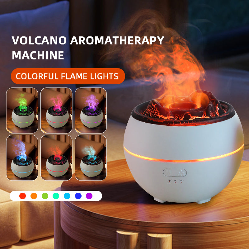 NNEDSZ Volcanic Flame Aroma Diffuser (Black Ordinary Style)- 360ml Ultrasonic Humidifier with 7-Color LED Light and Adjustable Mist for Home and Office