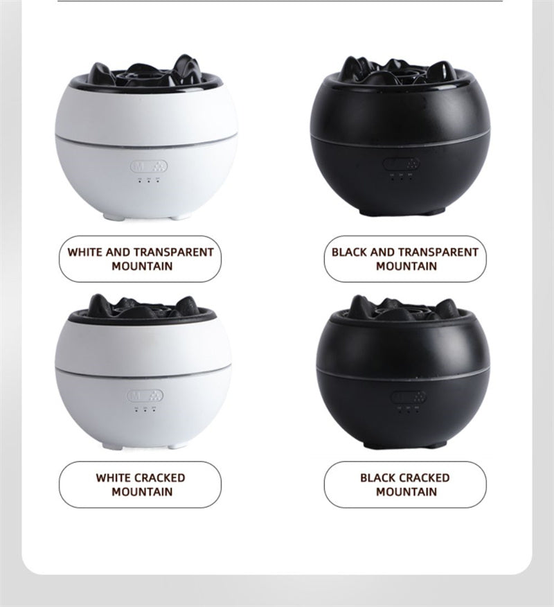 NNEDSZ Volcanic Flame Aroma Diffuser (Black Ordinary Style)- 360ml Ultrasonic Humidifier with 7-Color LED Light and Adjustable Mist for Home and Office