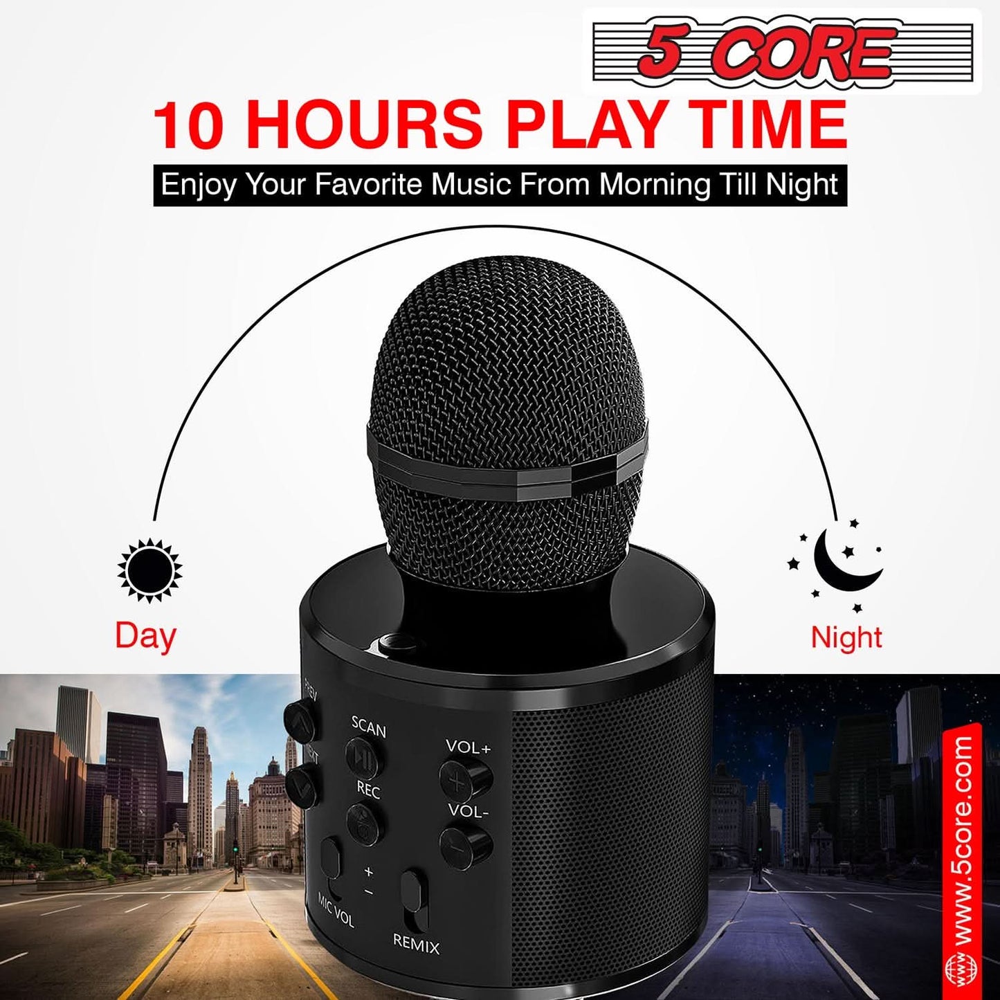 5Core Wireless Karaoke Microphone Bluetooth Mic Portable Handheld Microfonos Inalambricos BLACK