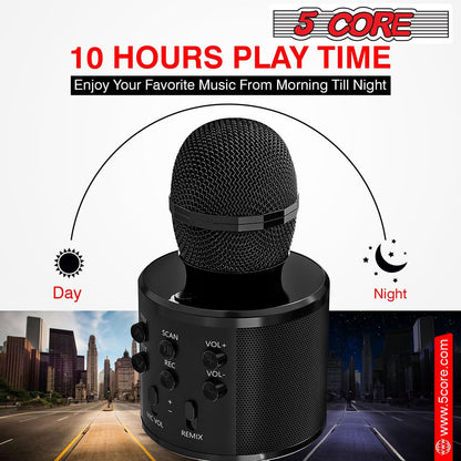 5Core Wireless Karaoke Microphone Bluetooth Mic Portable Handheld Microfonos Inalambricos BLACK
