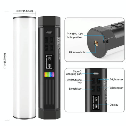 NNEIDS 17Cm Handheld Rgb Magnetic Led Fill Light Stick - Full Colour