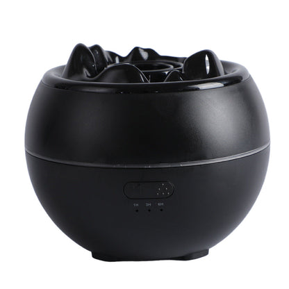 NNEDSZ Volcanic Flame Aroma Diffuser (Black Ordinary Style)- 360ml Ultrasonic Humidifier with 7-Color LED Light and Adjustable Mist for Home and Office