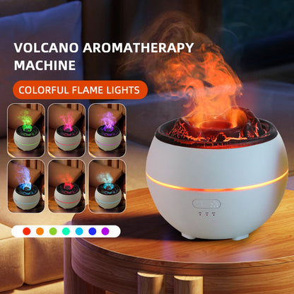 NNEDSZ Volcanic Flame Aroma Diffuser (Black Ordinary Style)- 360ml Ultrasonic Humidifier with 7-Color LED Light and Adjustable Mist for Home and Office
