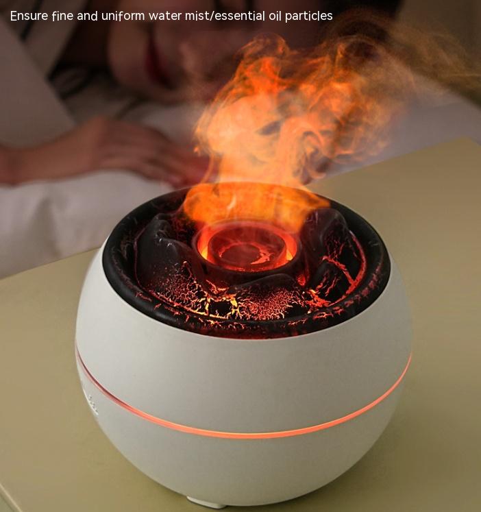 NNEDSZ Volcanic Flame Aroma Diffuser (Black Ordinary Style)- 360ml Ultrasonic Humidifier with 7-Color LED Light and Adjustable Mist for Home and Office
