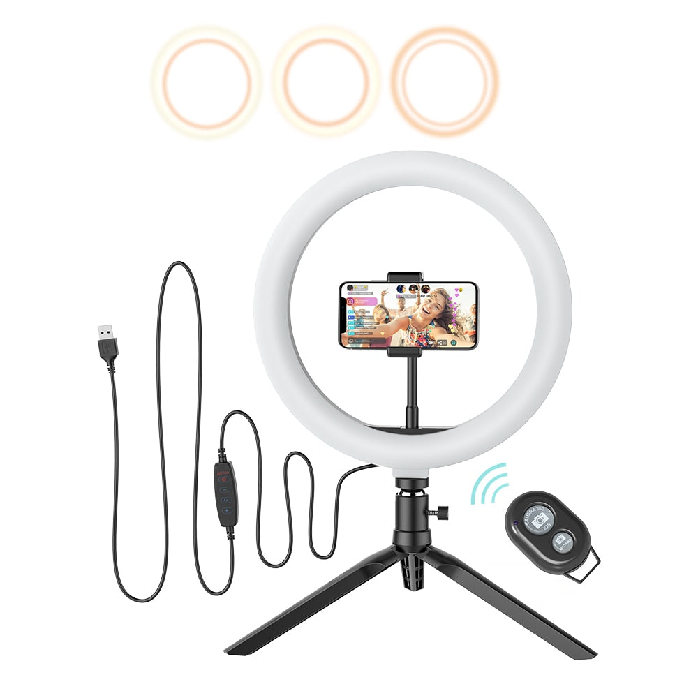 Photo Studio Fill Light Flash LED Phone Holder Selfie Stick bluetooth Remote Live Stream Removable Tripod Stand